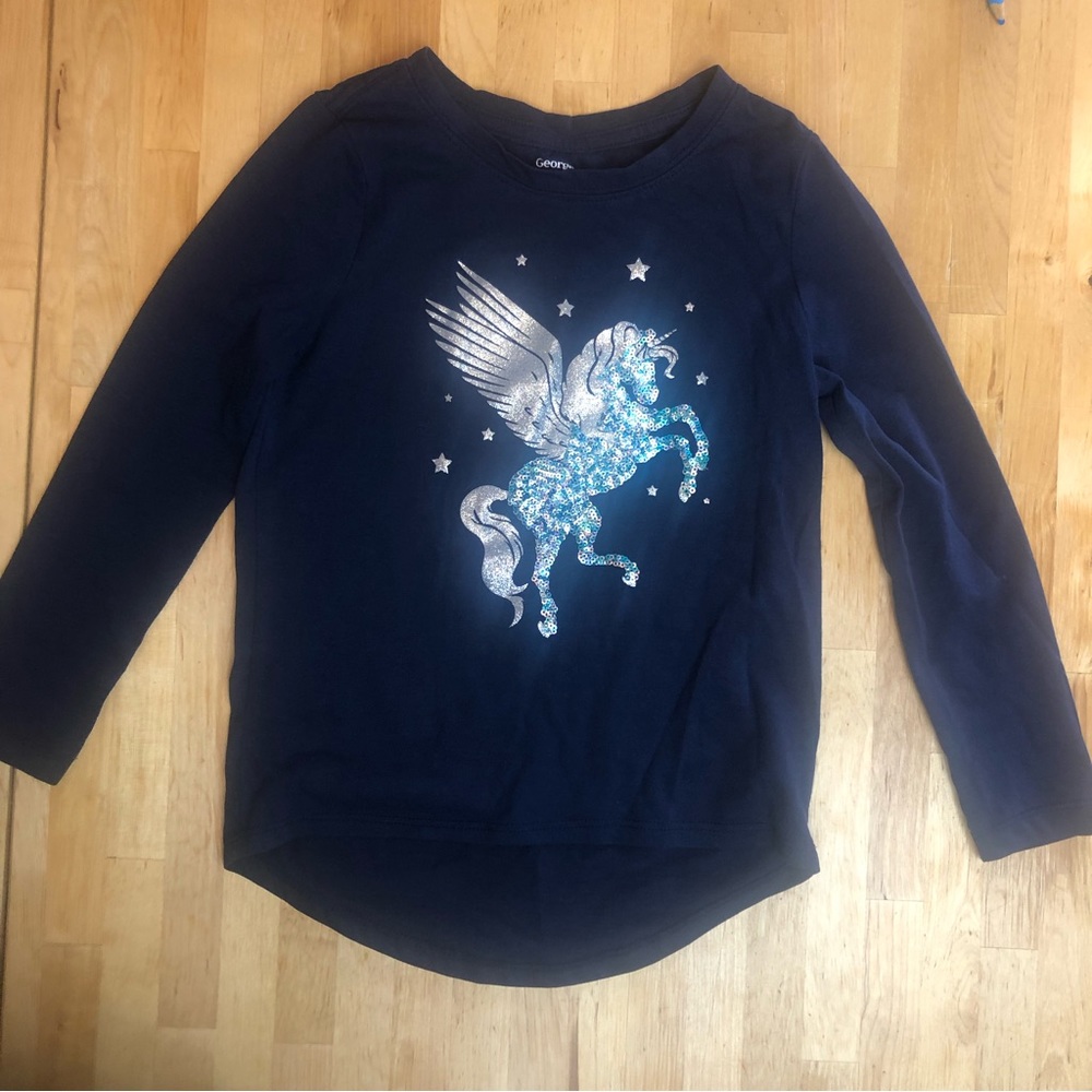 3/$25 George Sz S Glitter Unicorn Long Sleeve Shirt